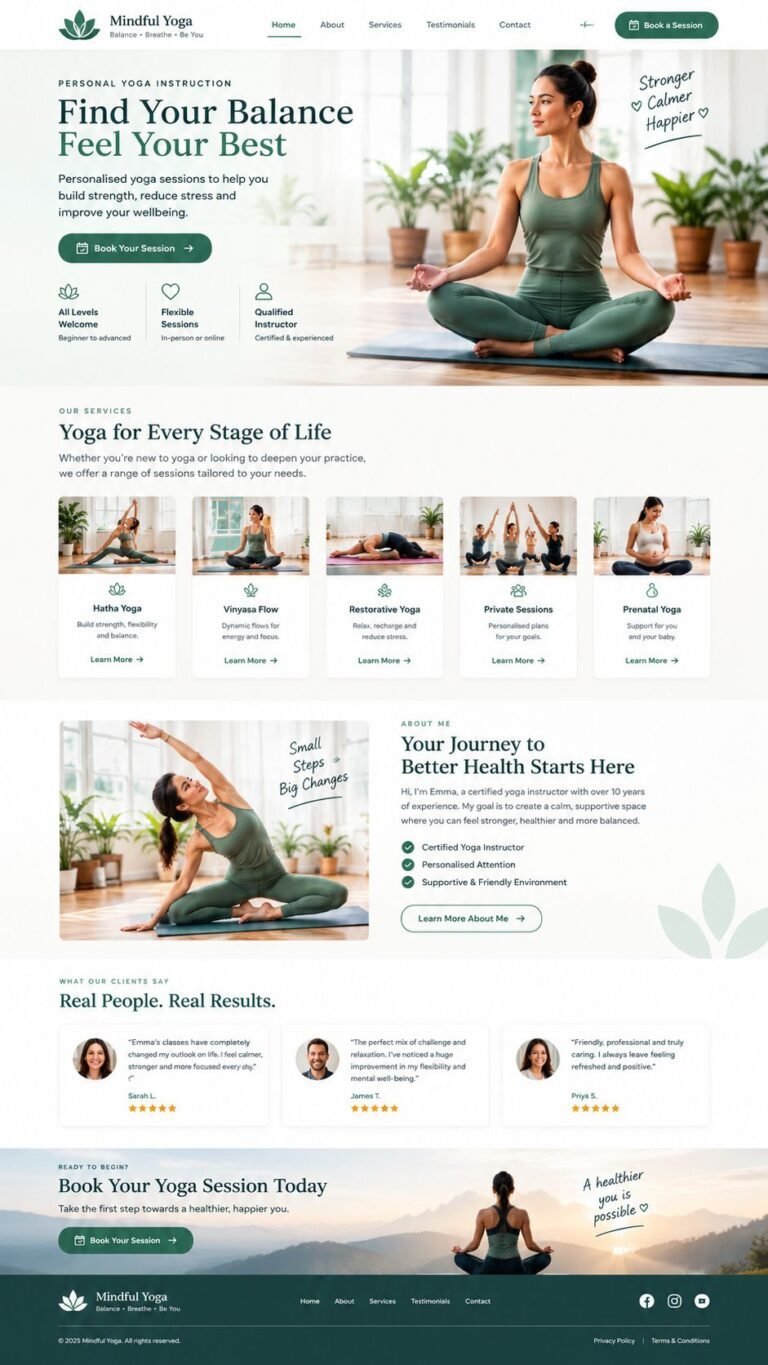 Example landing page we built, shown full length